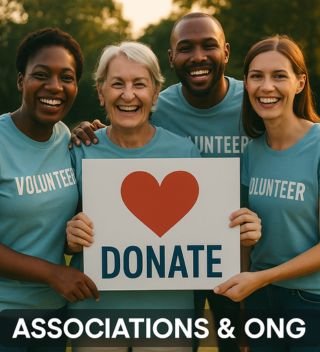 Associations et ONG tenant une pancarte Donate - Création de sites web pour associations